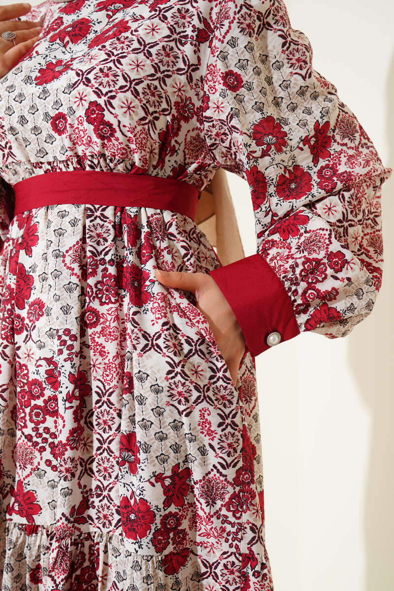 Ditsy Floral Dress - Burgundy