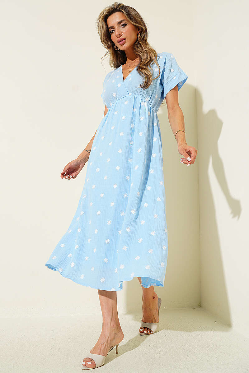 Ditsy Floral Midi Dress - Blue