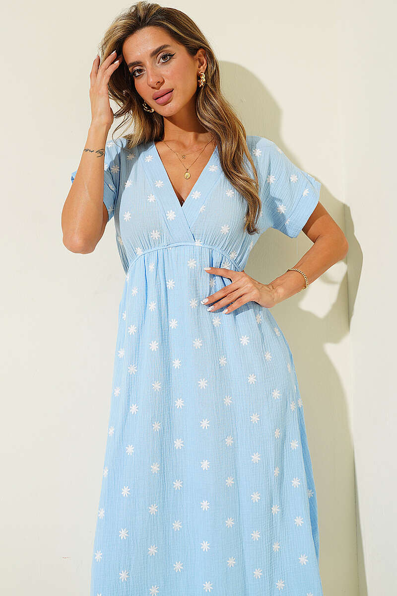 Ditsy Floral Midi Dress - Blue