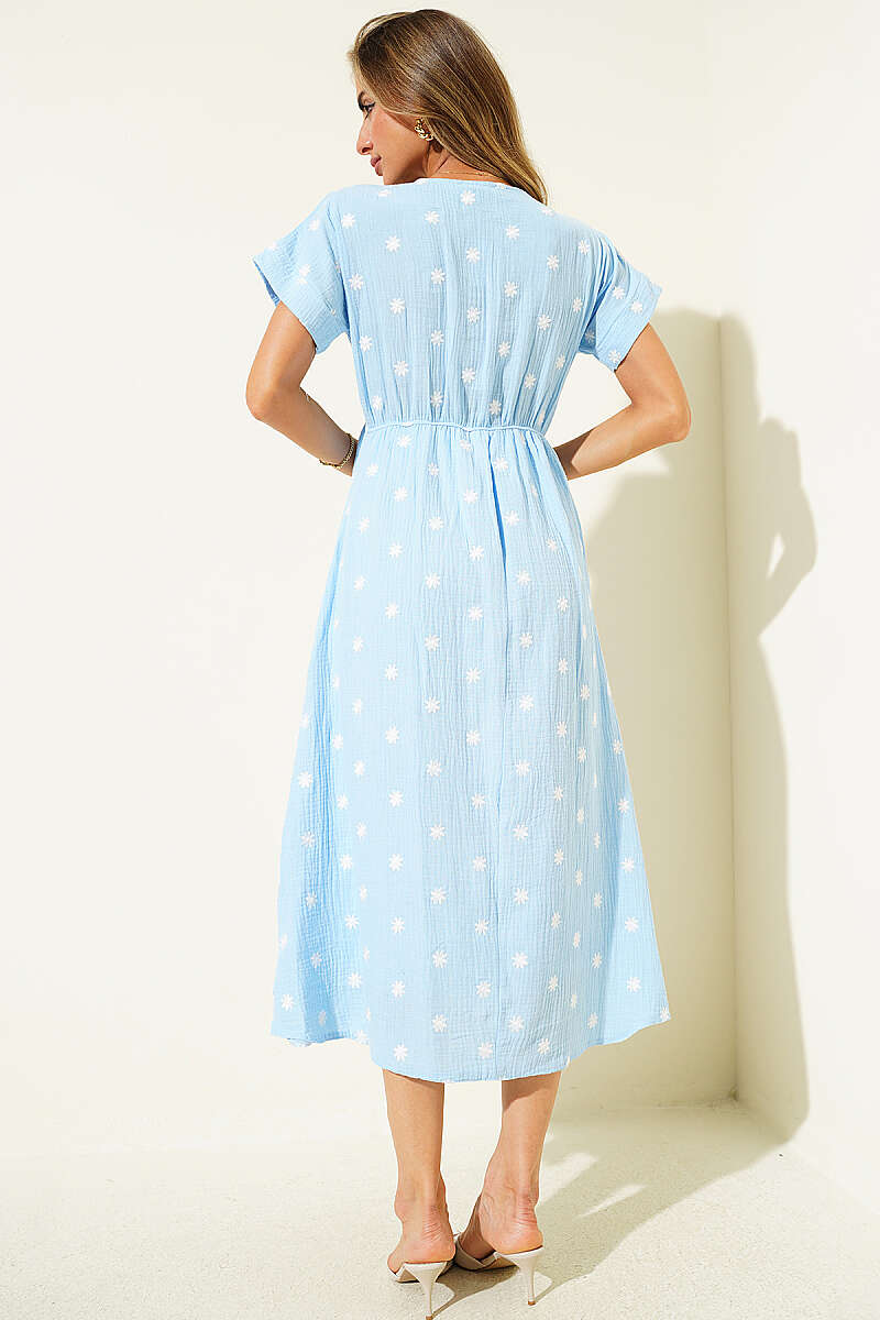 Ditsy Floral Midi Dress - Blue