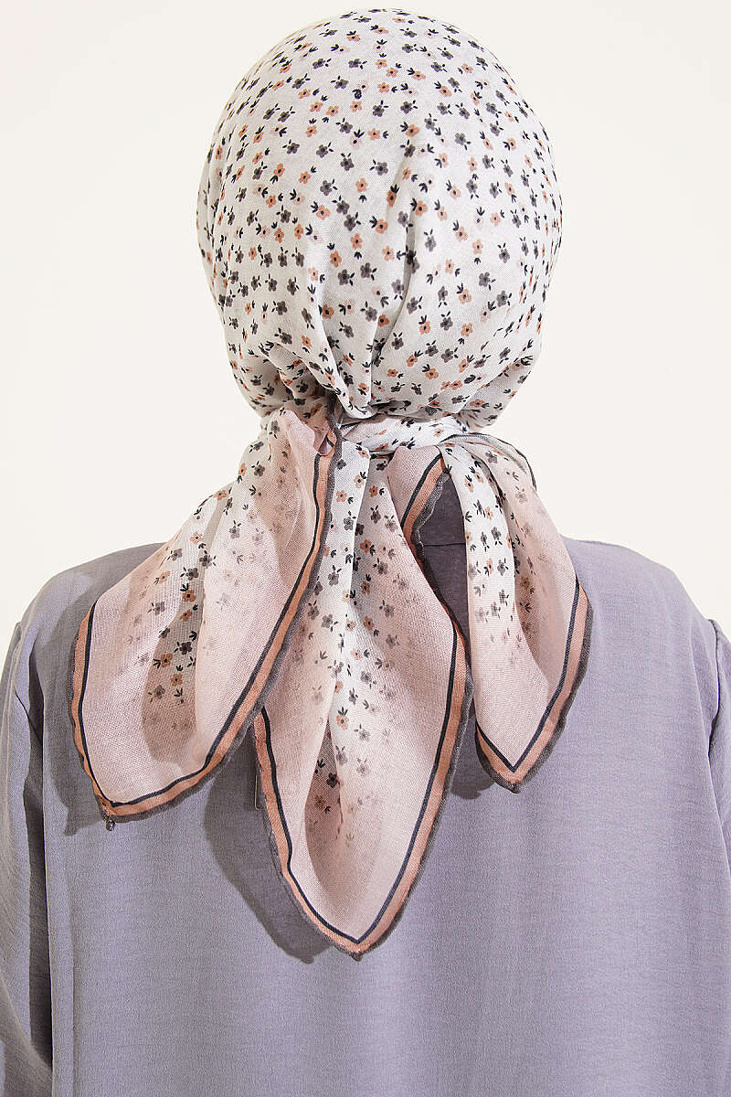 Mini Floral Striped Scarf - White