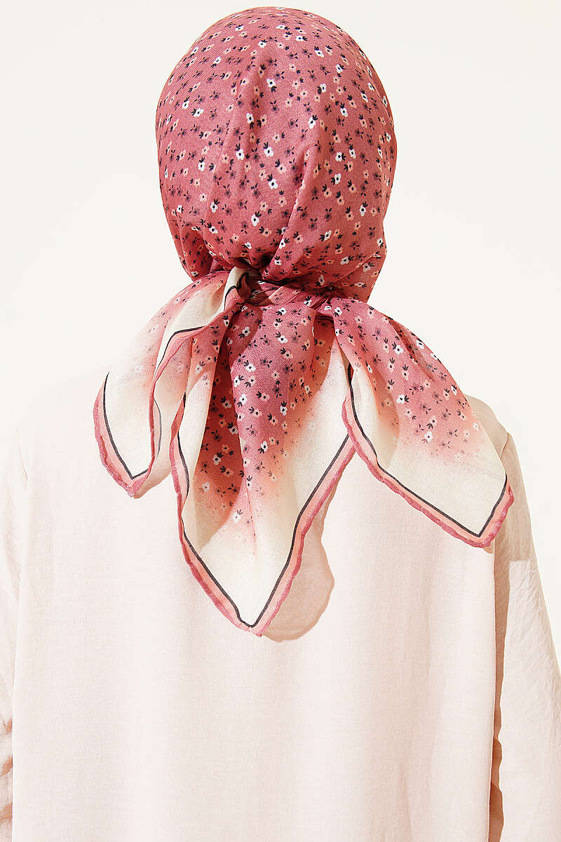 Mini Floral Striped Scarf - Dusty Rose