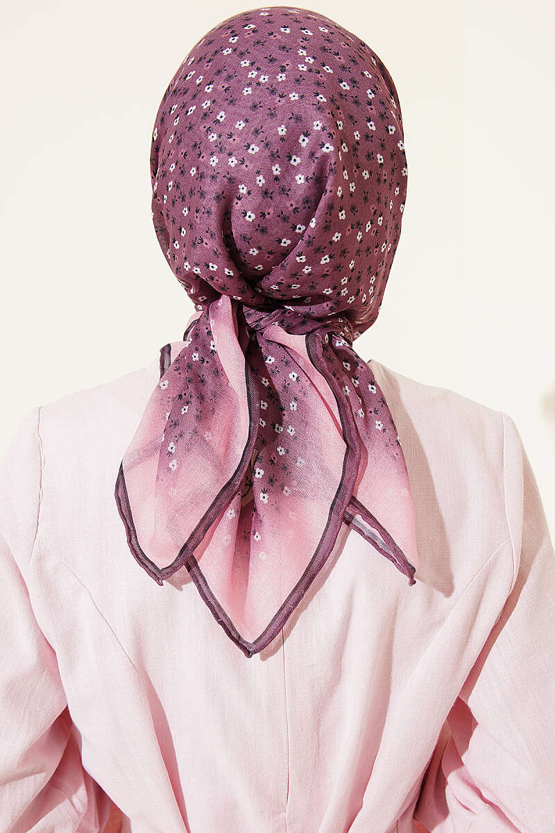 Mini Floral Striped Scarf - Lilac