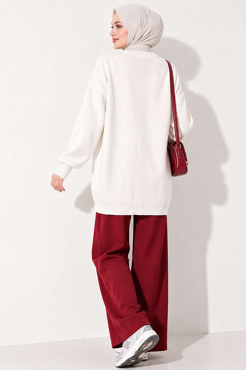 Knit Tunic with Mini Bows - Stone