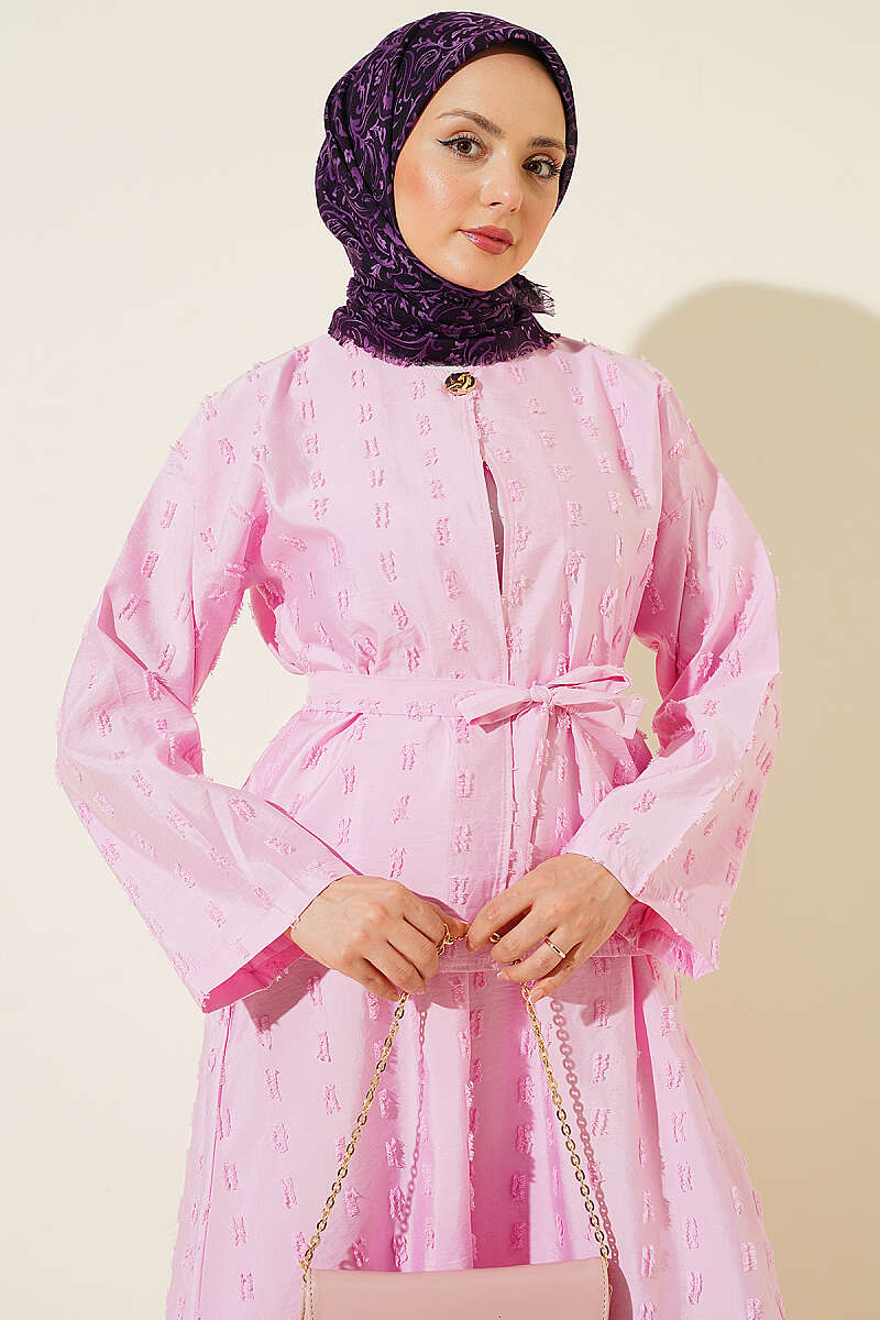Two-Piece Skirt Set with Mini Tassels - Pink