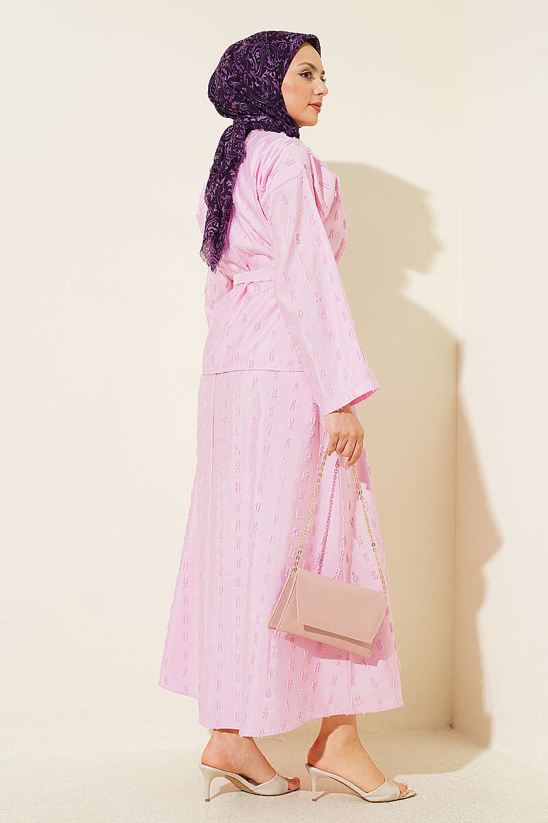 Two-Piece Skirt Set with Mini Tassels - Pink