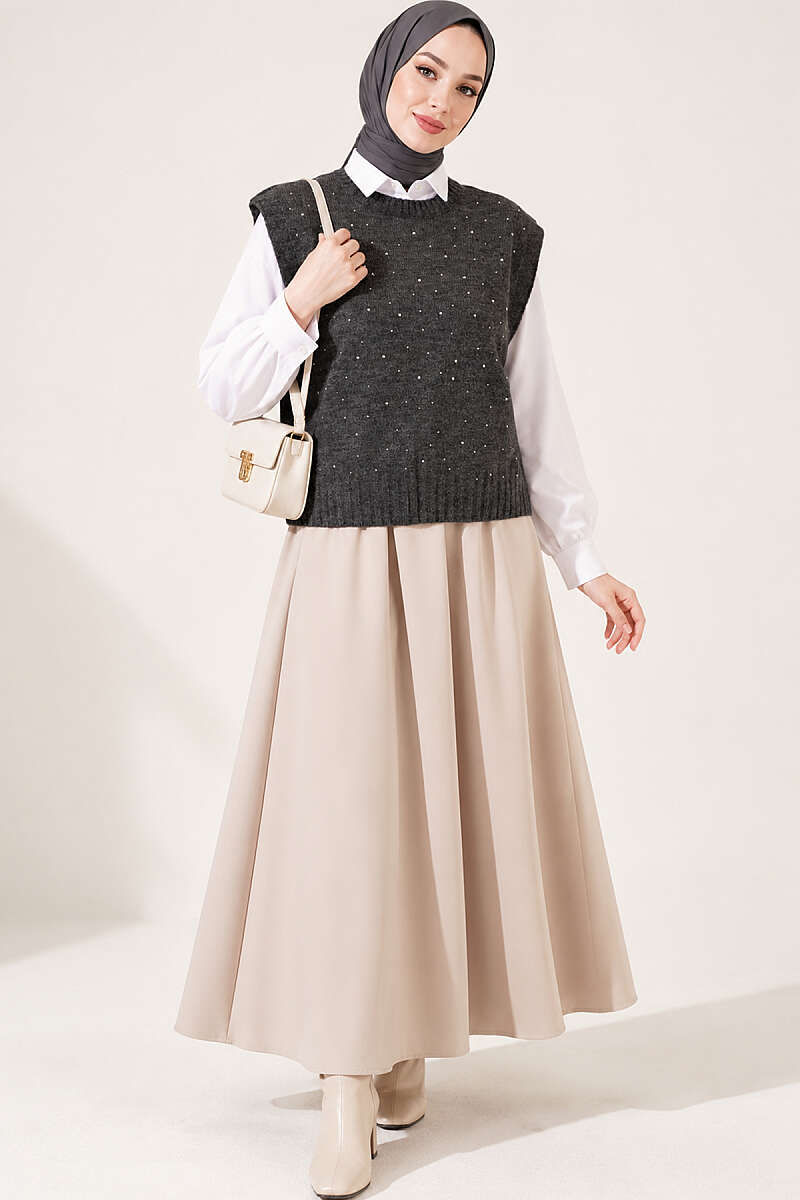 Knit Sweater with Mini Stones - Smoke Grey