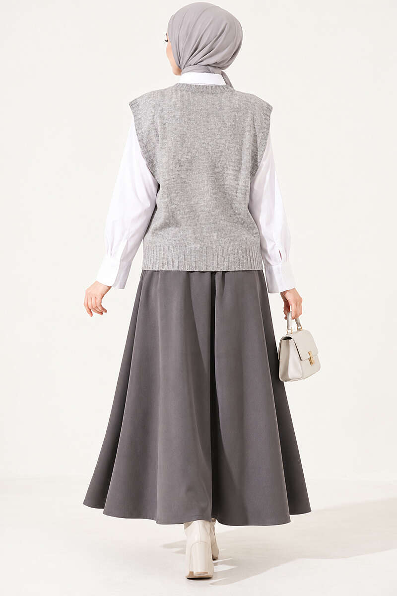 Knit Sweater with Mini Stones - Grey