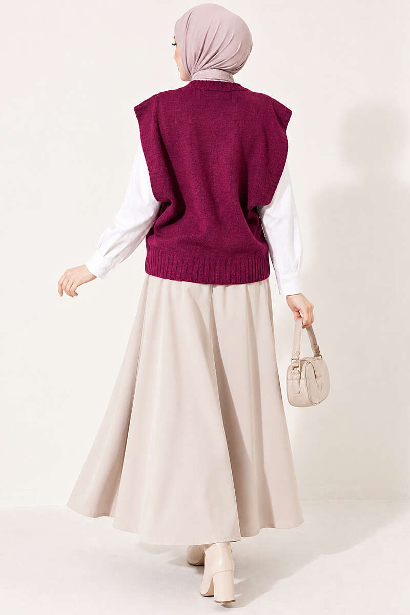 Knit Sweater with Mini Stones - Magenta