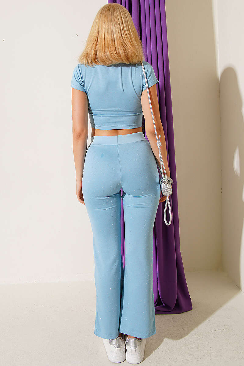 Basic Two-Piece Set with Mini Stones - Blue