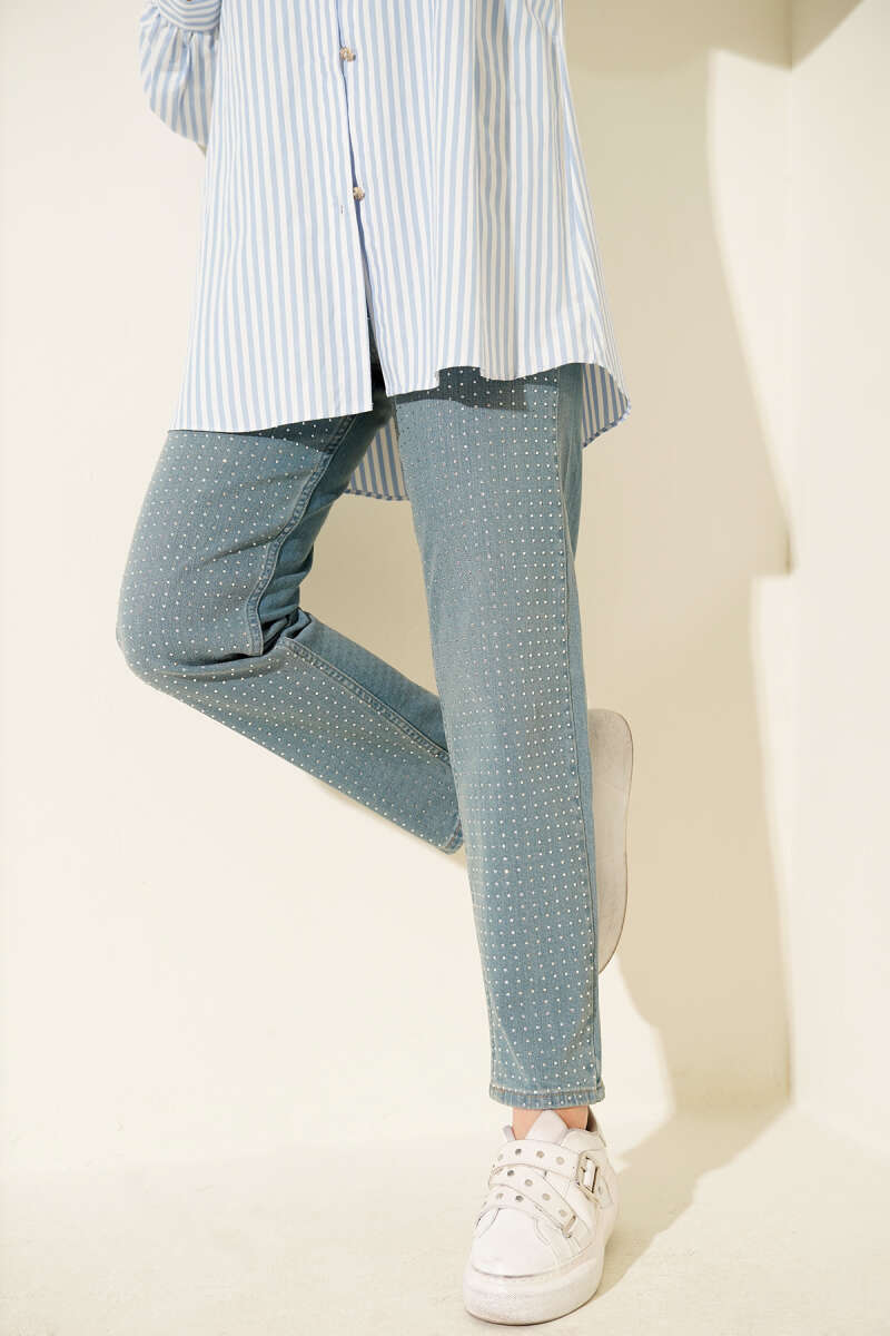 Mom Jeans with Mini Stones - Light Tint