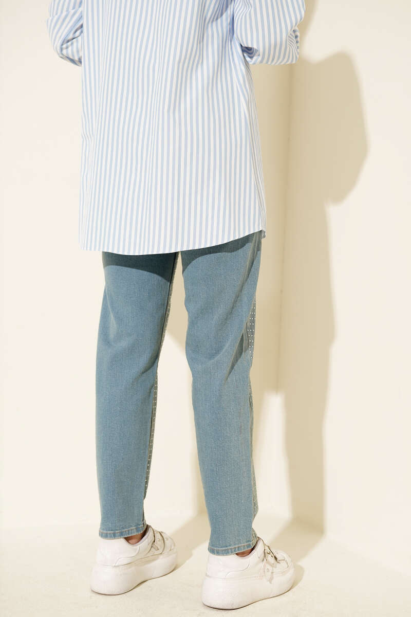 Mom Jeans with Mini Stones - Light Tint