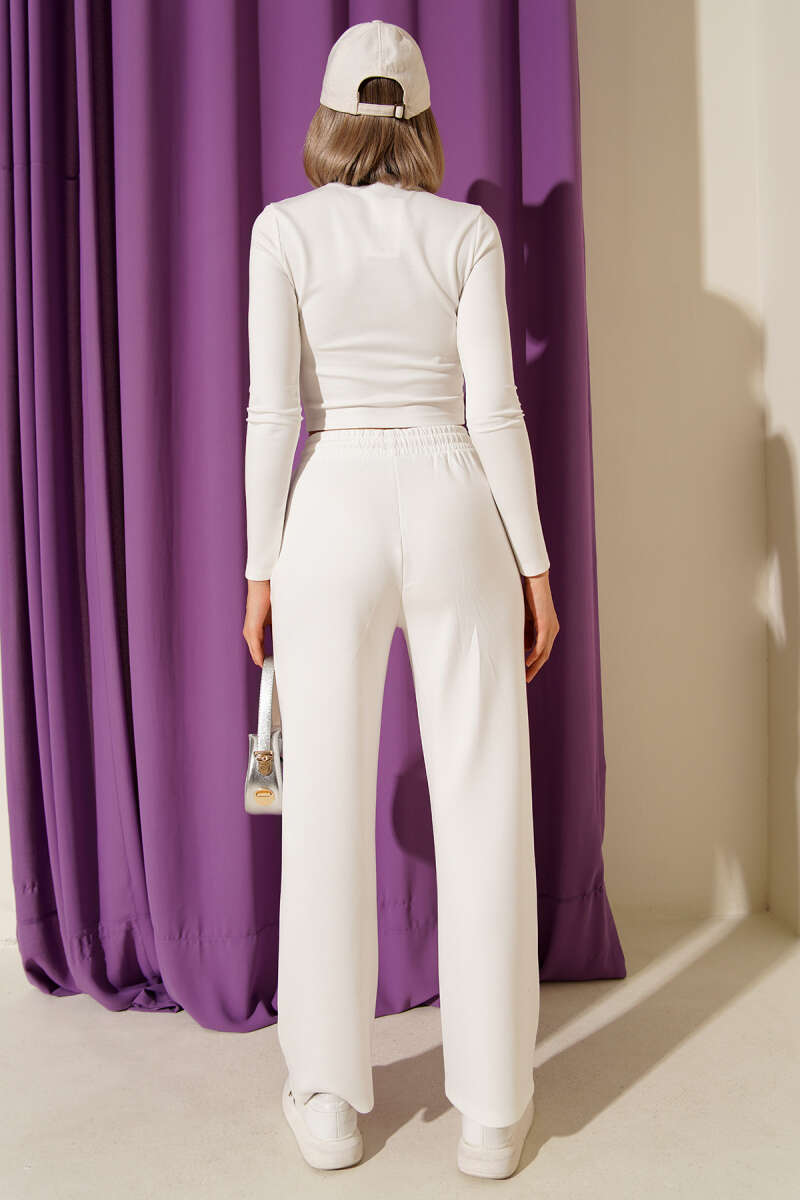 Loycha Crop Two-Piece Set with Mini Stones - Ecru