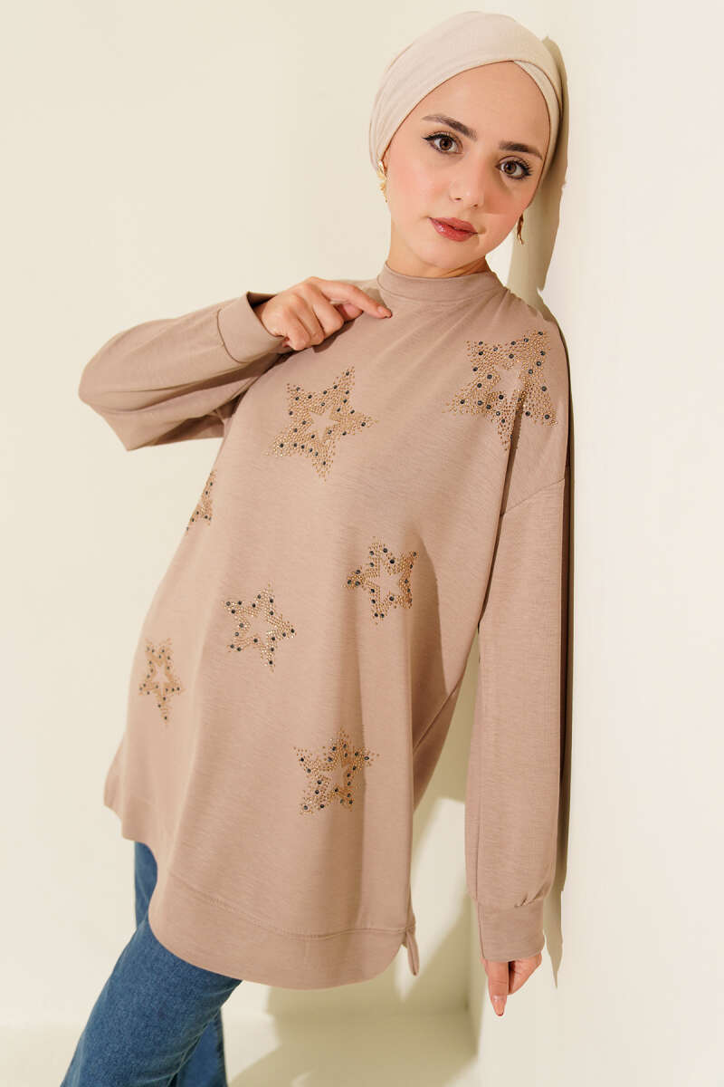 Tunic with Mini Star Stones - Beige