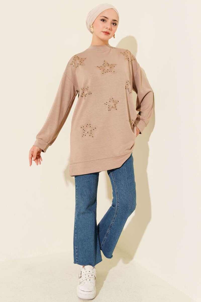 Tunic with Mini Star Stones - Beige