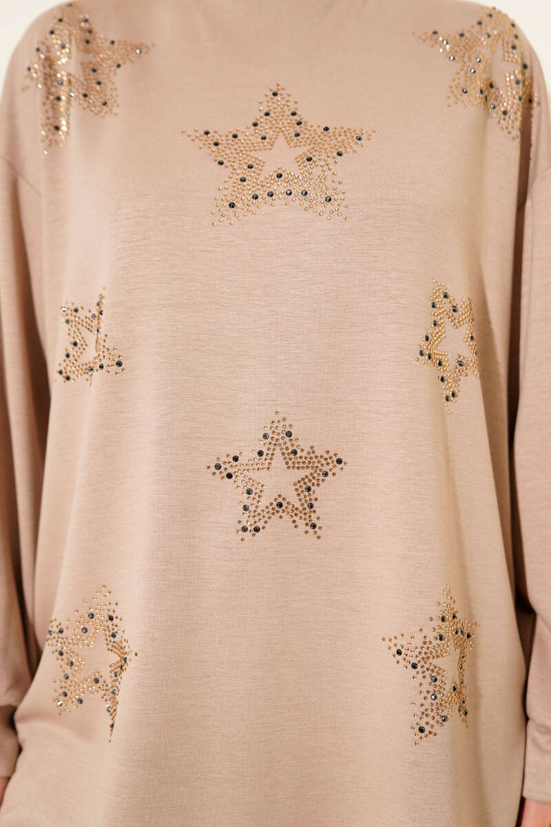 Tunic with Mini Star Stones - Beige