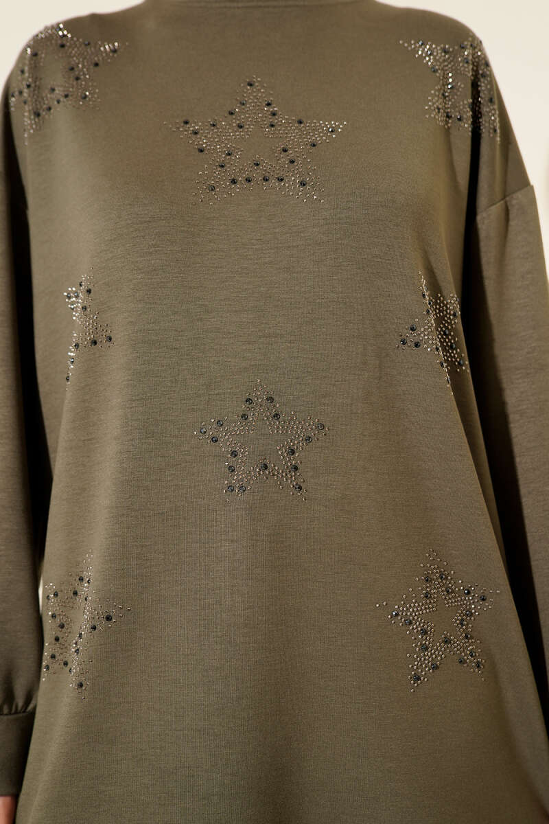 Tunic with Mini Star Stones - Khaki
