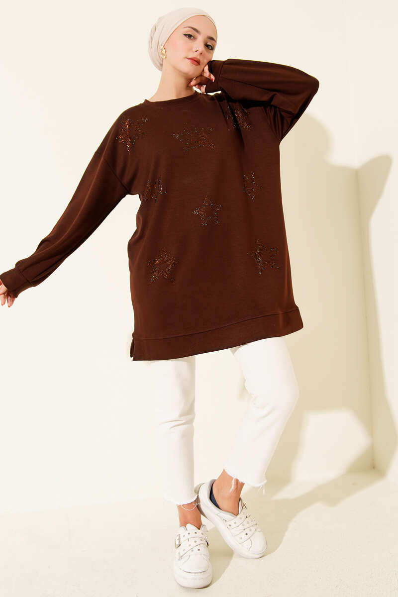 Tunic with Mini Star Stones - Brown