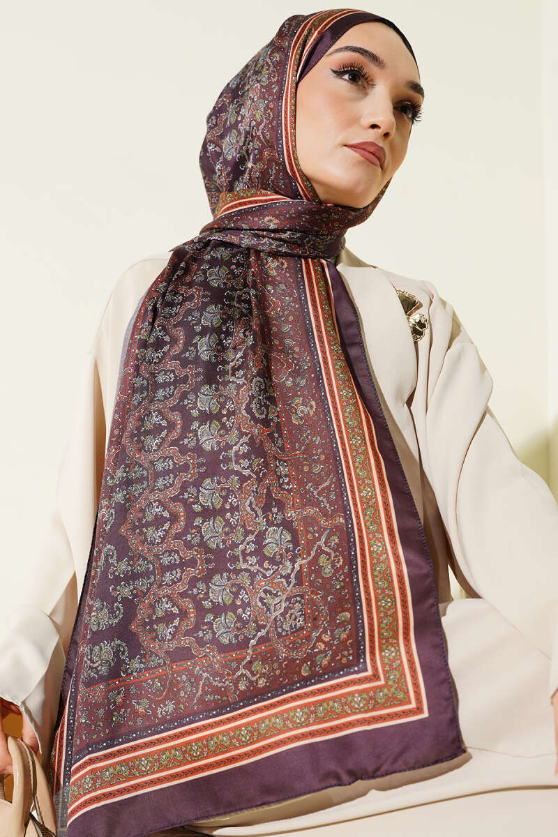 Mini Floral Soft Shawl - Dark Brown