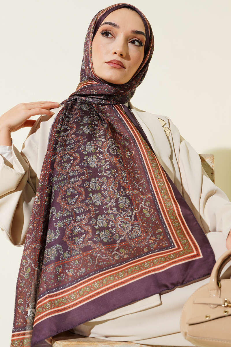 Mini Floral Soft Shawl - Dark Brown
