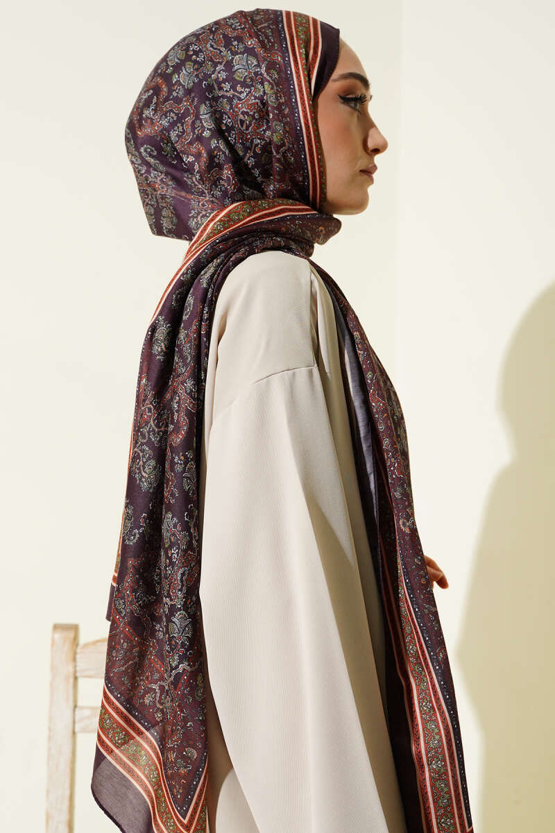 Mini Floral Soft Shawl - Dark Brown