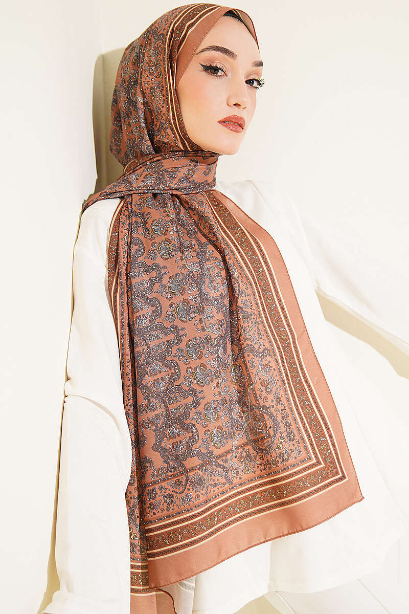Mini Floral Soft Shawl - Camel
