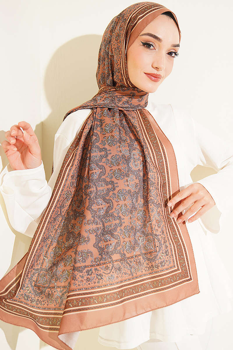 Mini Floral Soft Shawl - Camel