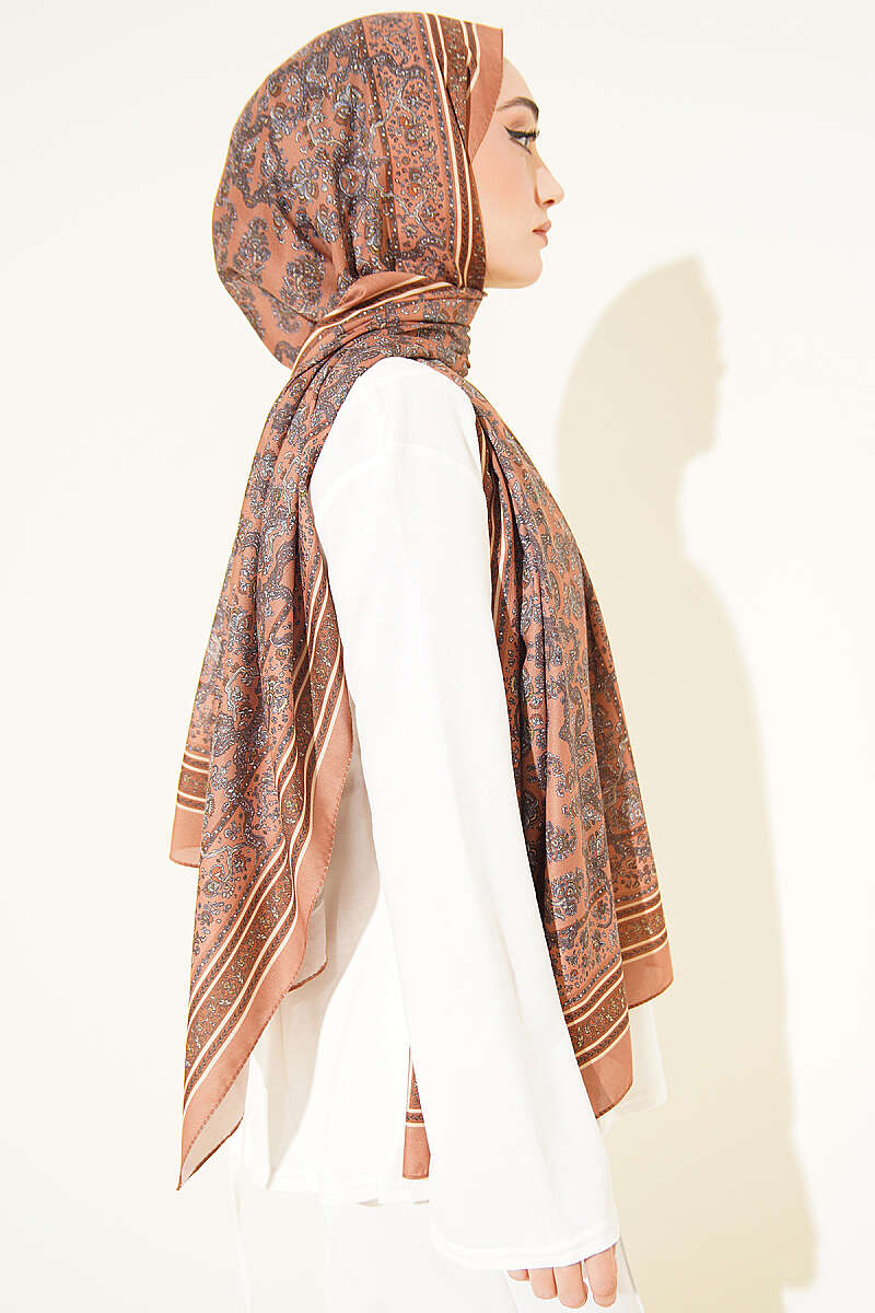 Mini Floral Soft Shawl - Camel