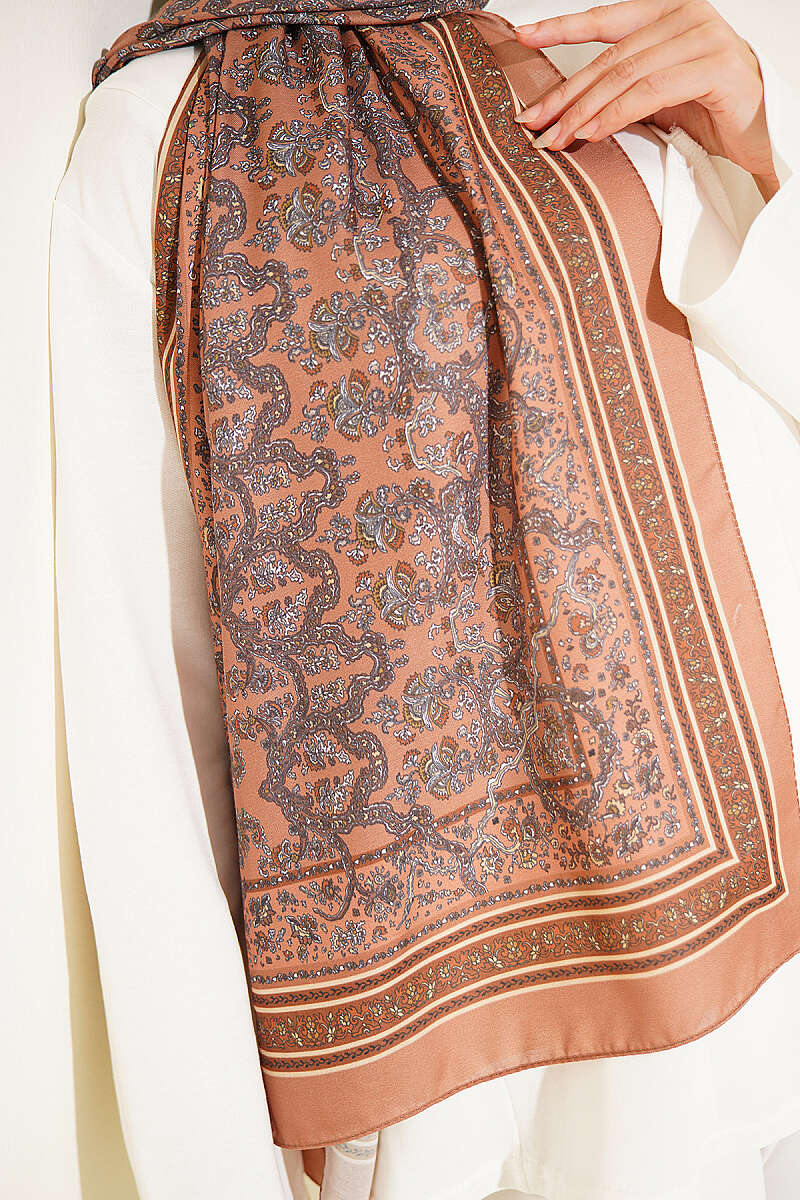 Mini Floral Soft Shawl - Camel