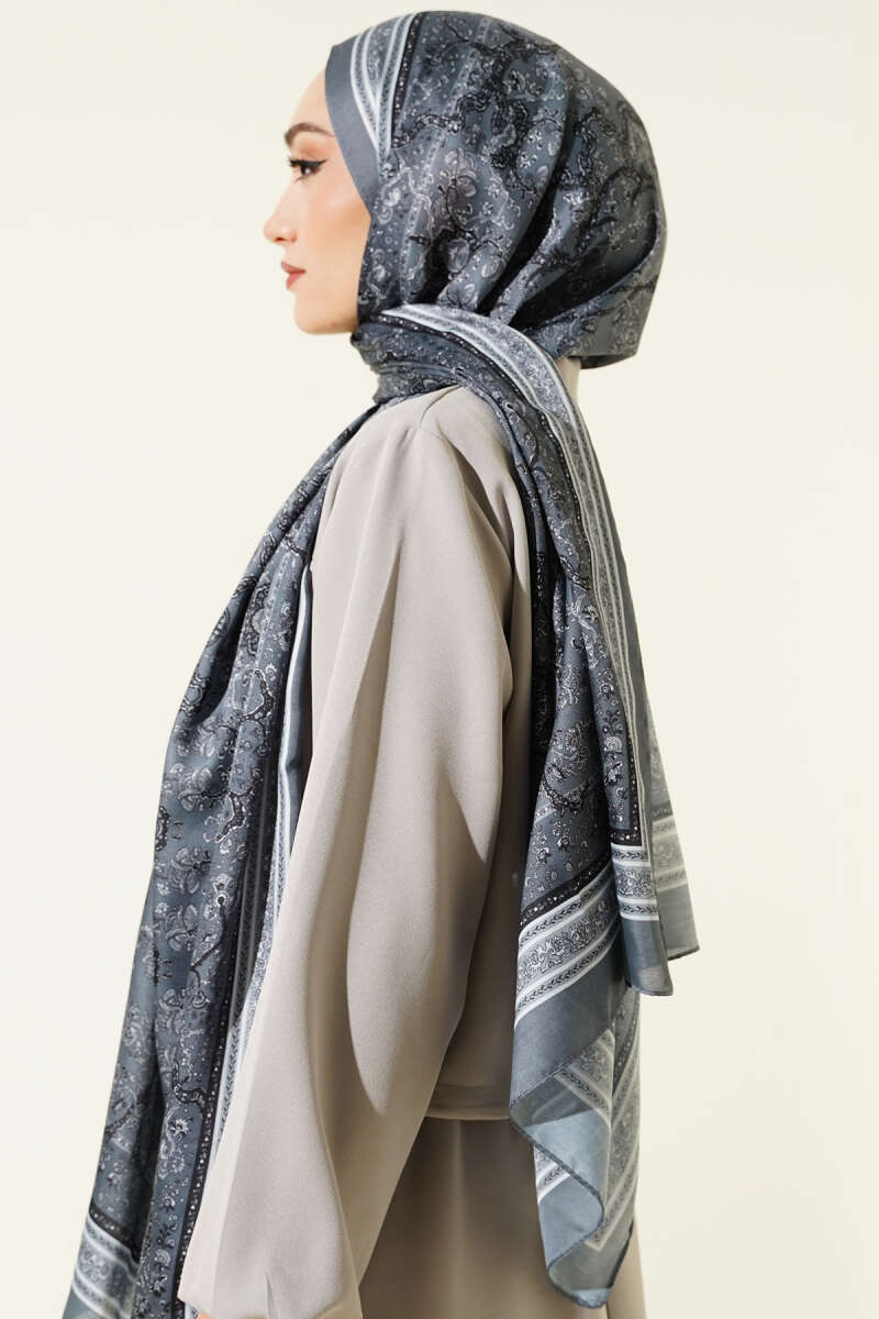 Mini Floral Soft Shawl - Smoke Grey