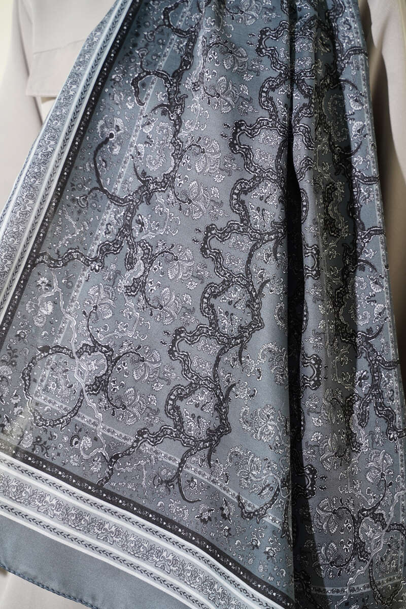 Mini Floral Soft Shawl - Smoke Grey