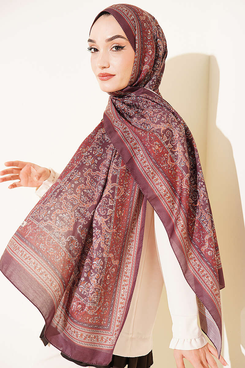 Mini Floral Soft Shawl - Chestnut
