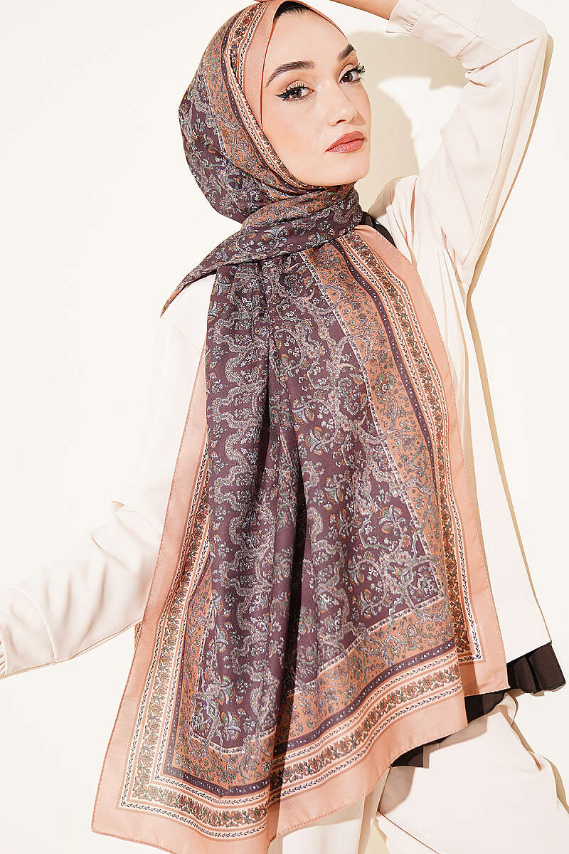 Mini Floral Soft Shawl - Latte