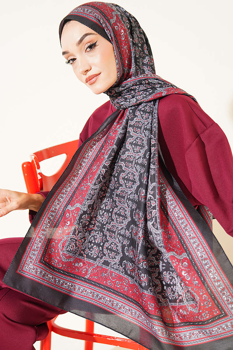 Mini Floral Soft Shawl - Black