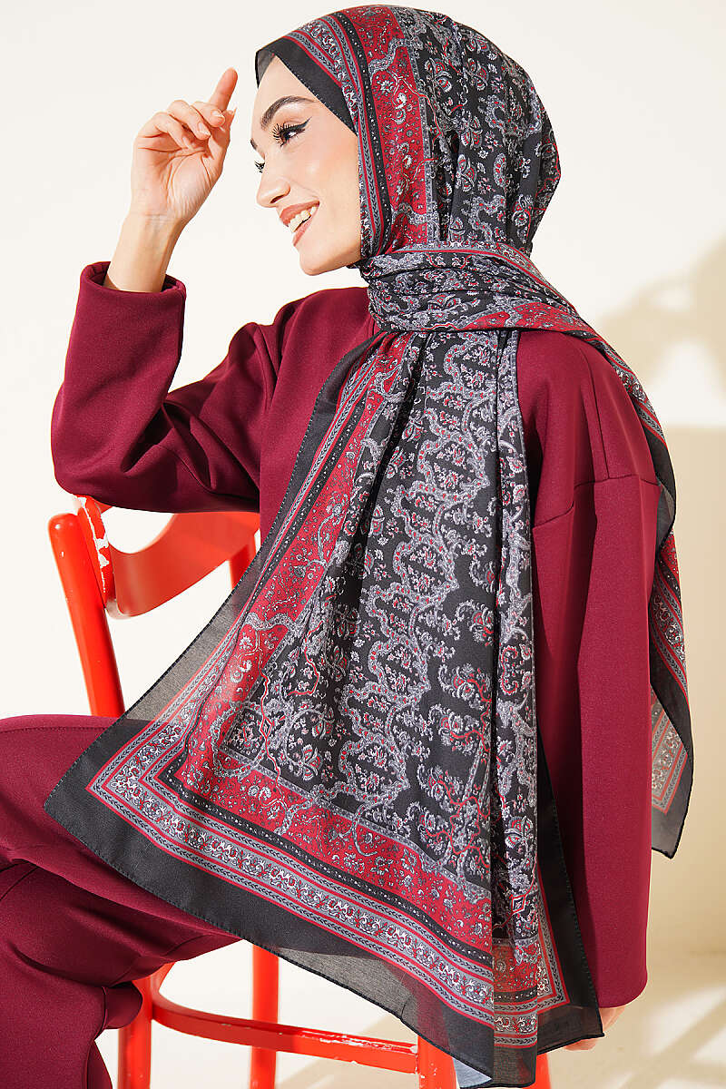 Mini Floral Soft Shawl - Black