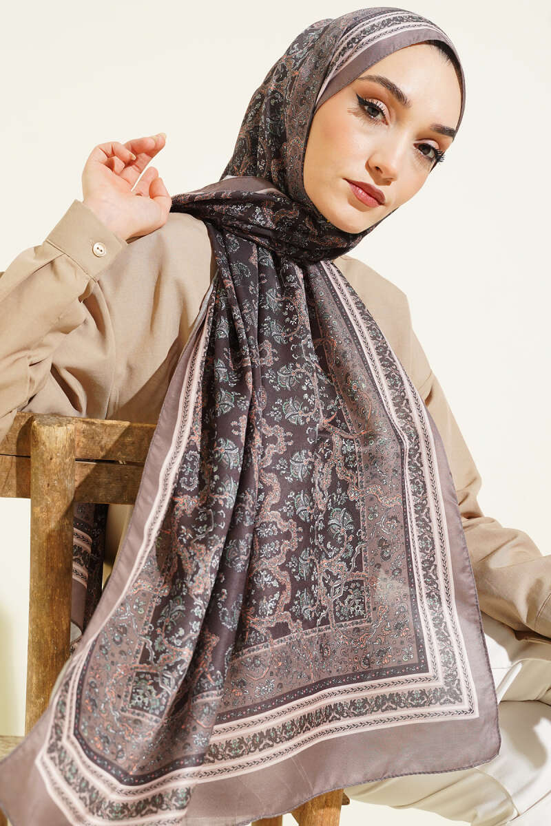 Mini Floral Soft Shawl - Mink