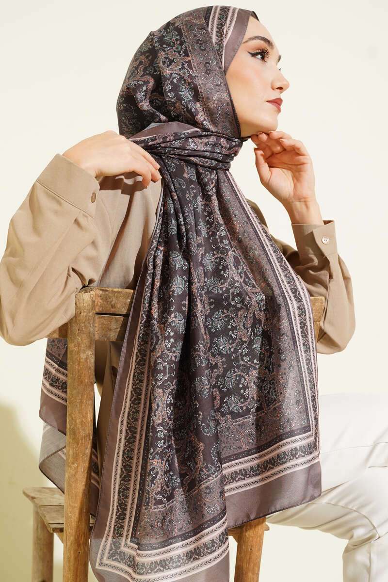 Mini Floral Soft Shawl - Mink