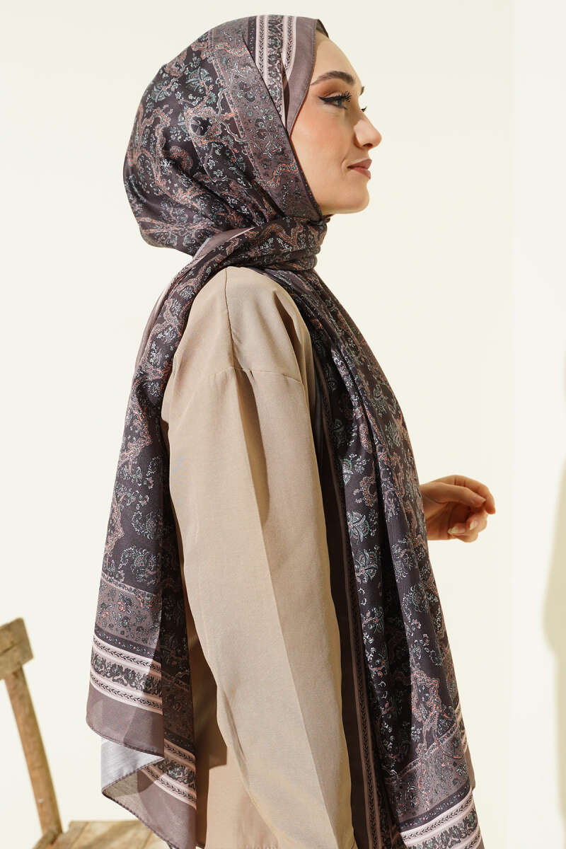 Mini Floral Soft Shawl - Mink