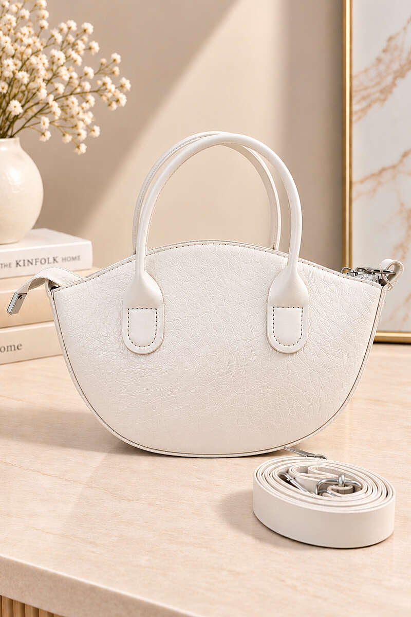 Minimal Oval Crossbody Bag - White