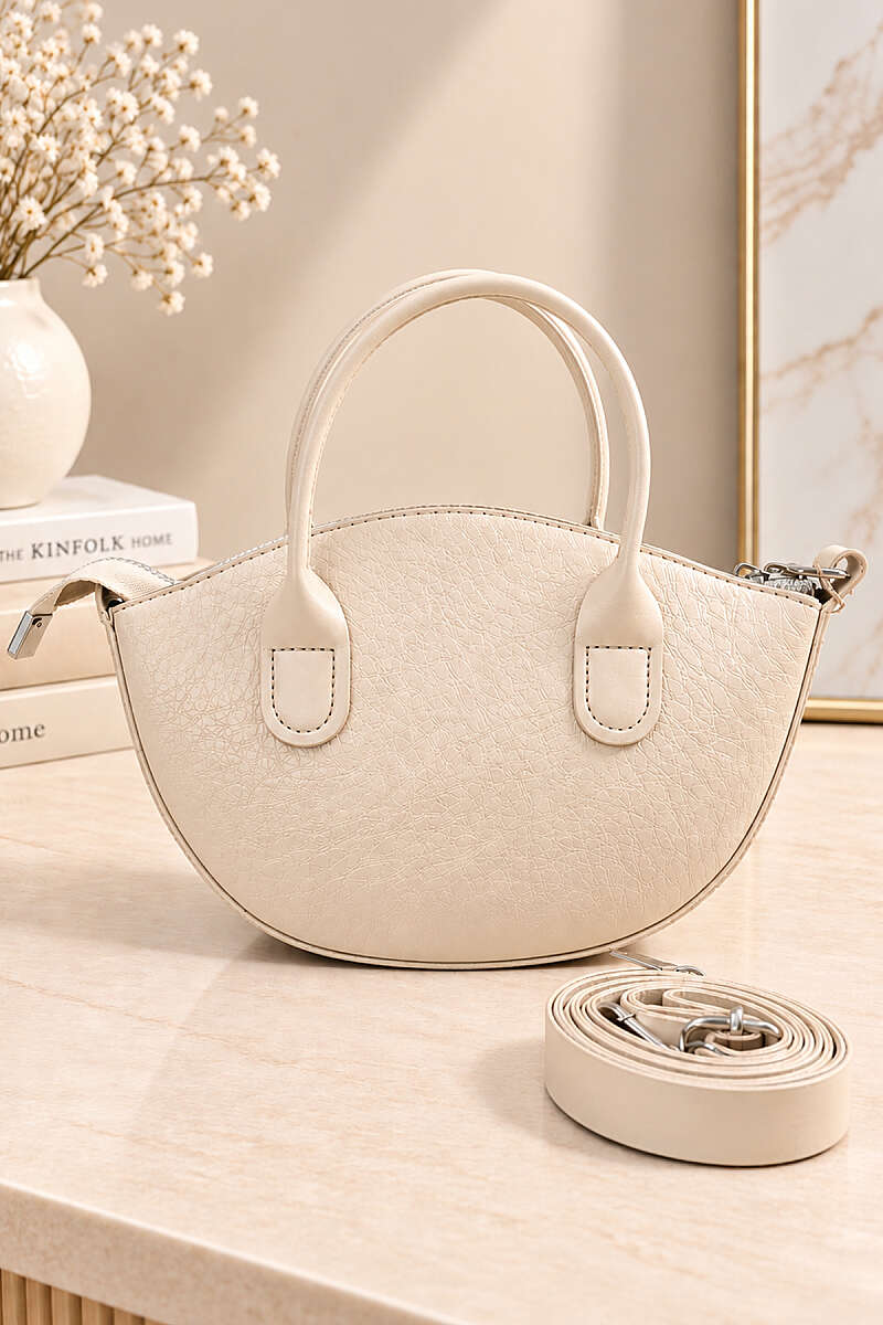 Minimal Oval Crossbody Bag - Bone