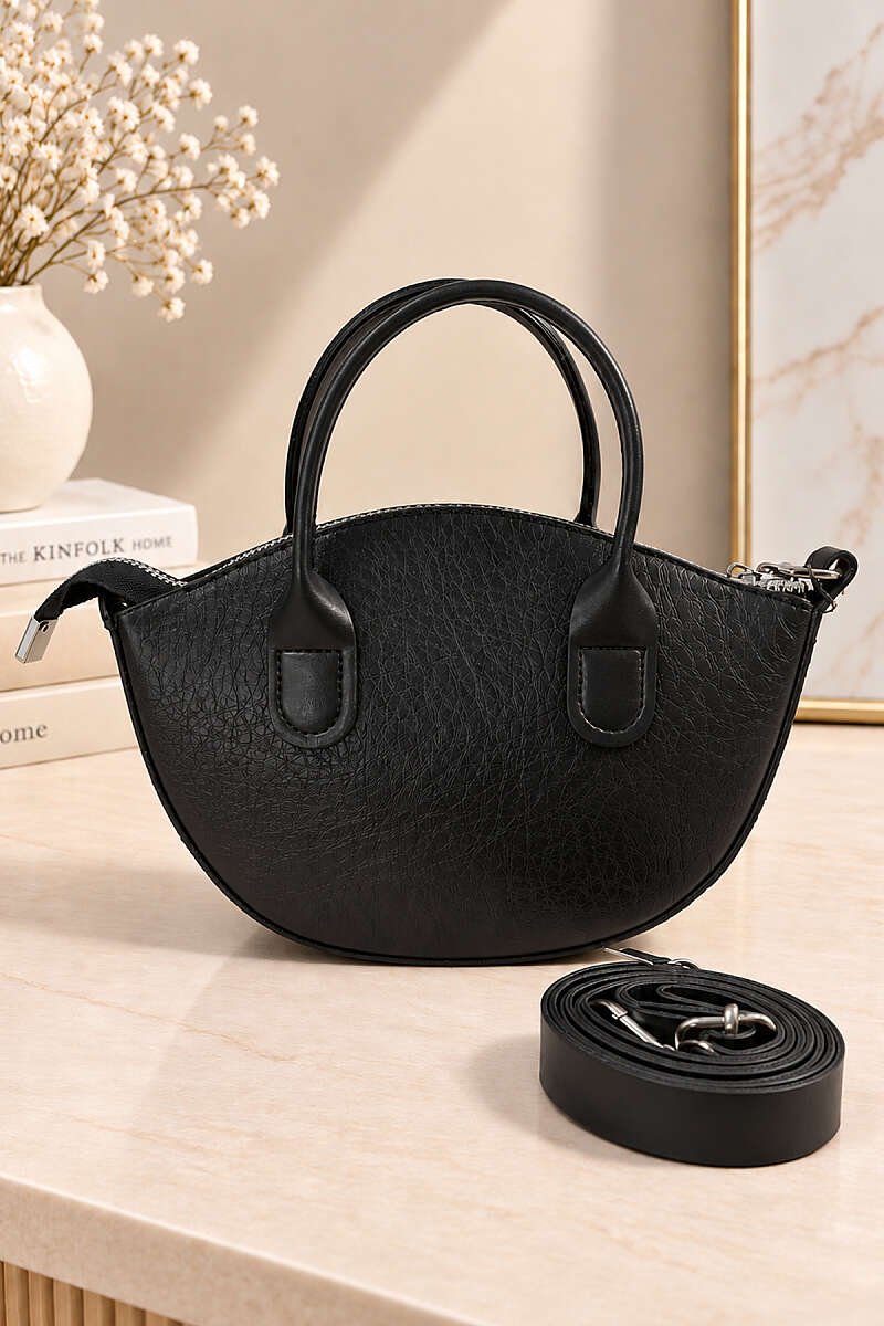 Minimal Oval Crossbody Bag - Black