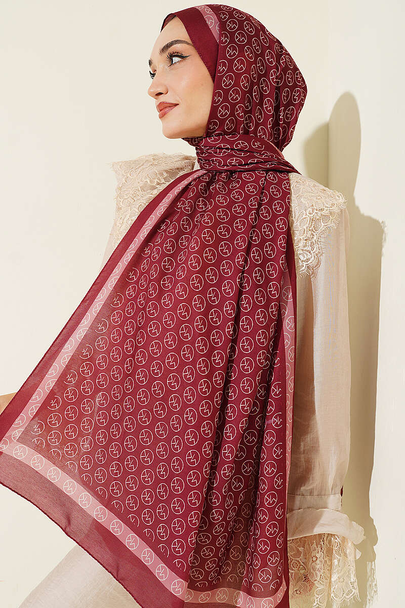 MK Print Modal Shawl - Burgundy