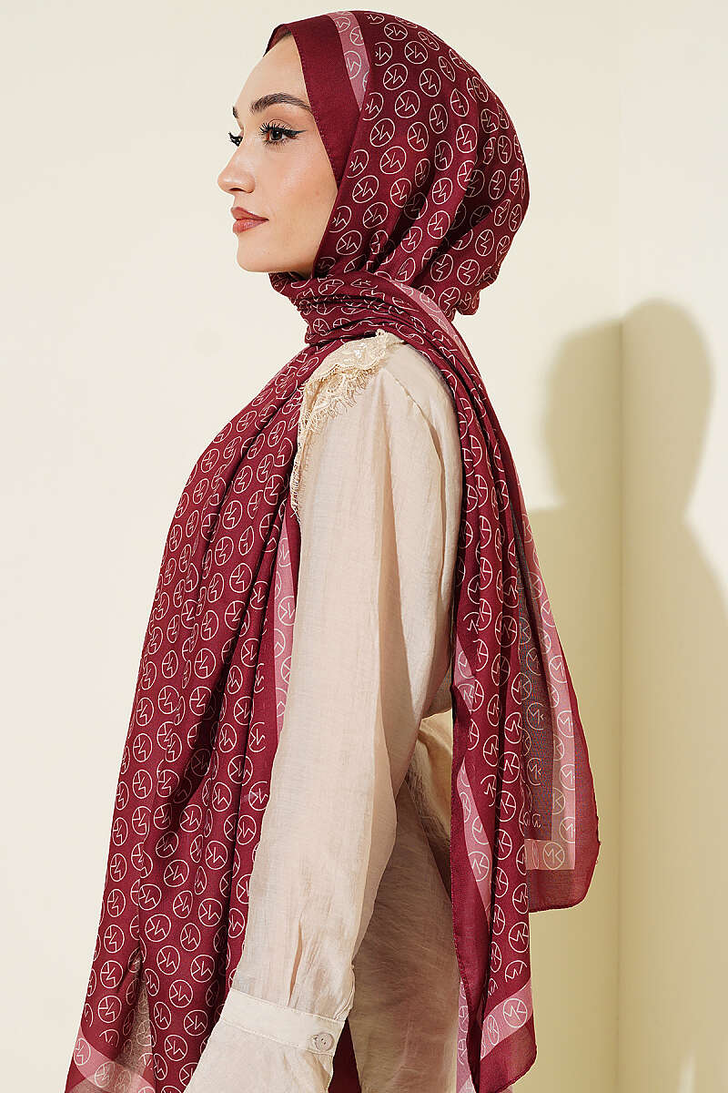 MK Print Modal Shawl - Burgundy