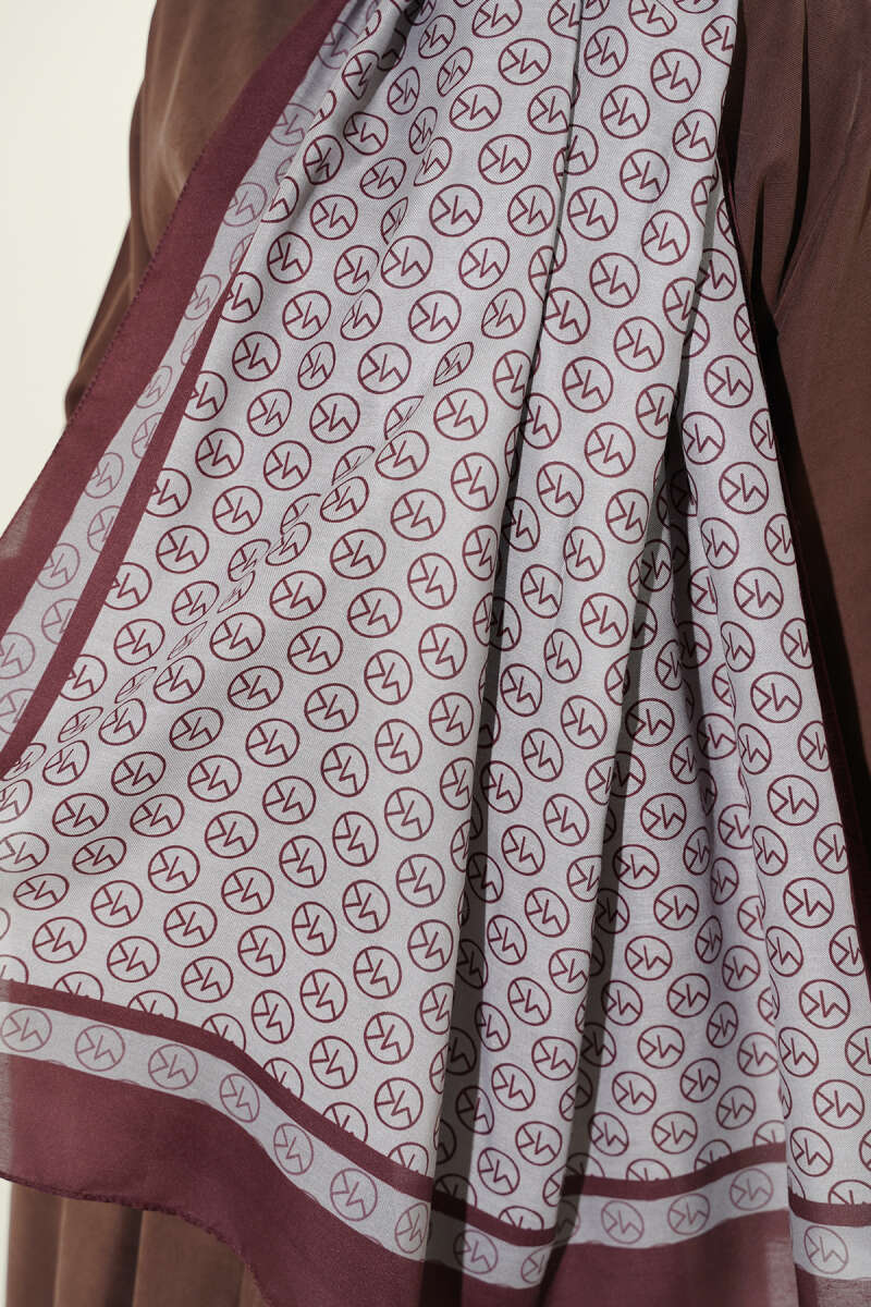 MK Print Modal Shawl - Burgundy-Grey