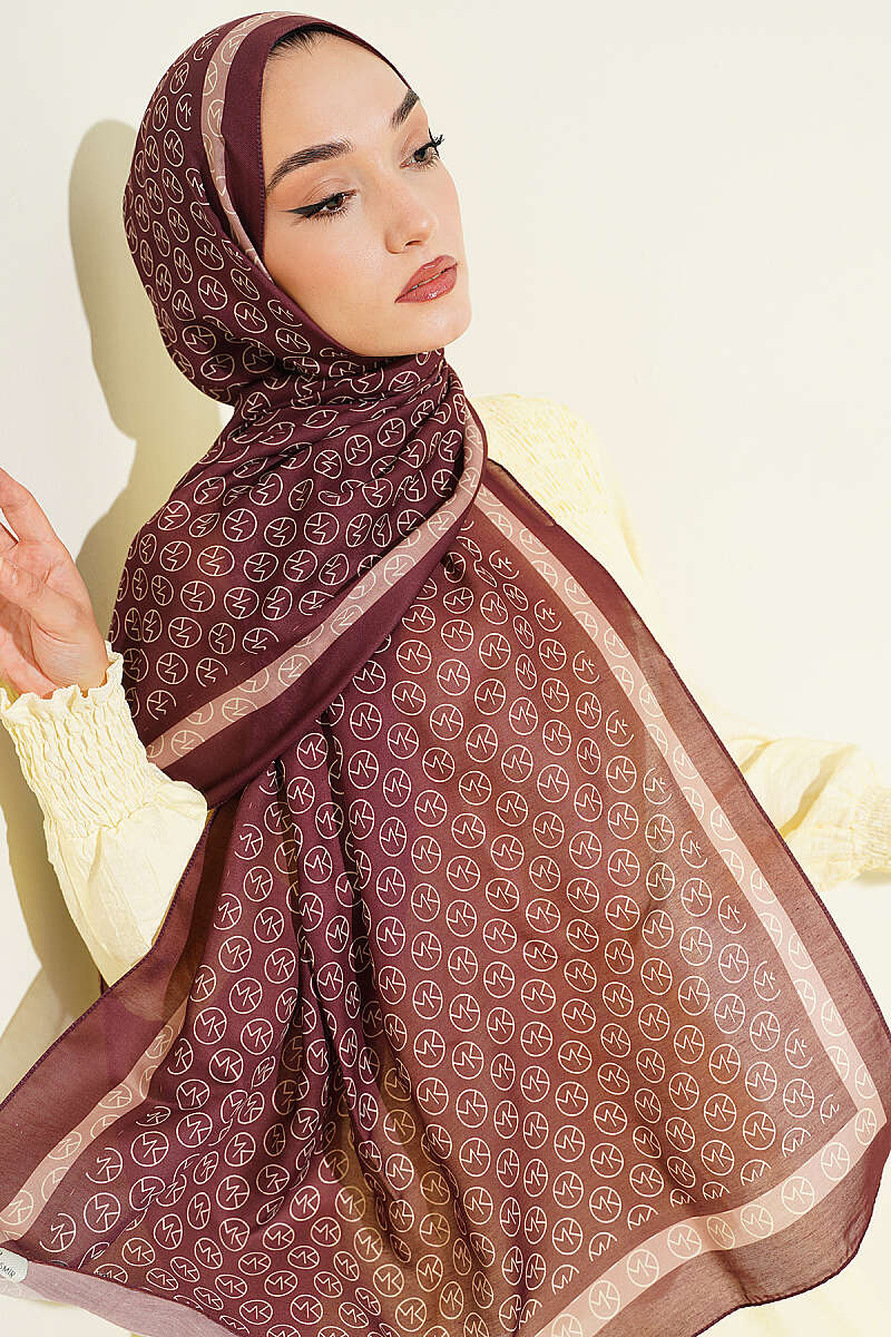 MK Print Modal Shawl - Burgundy 2