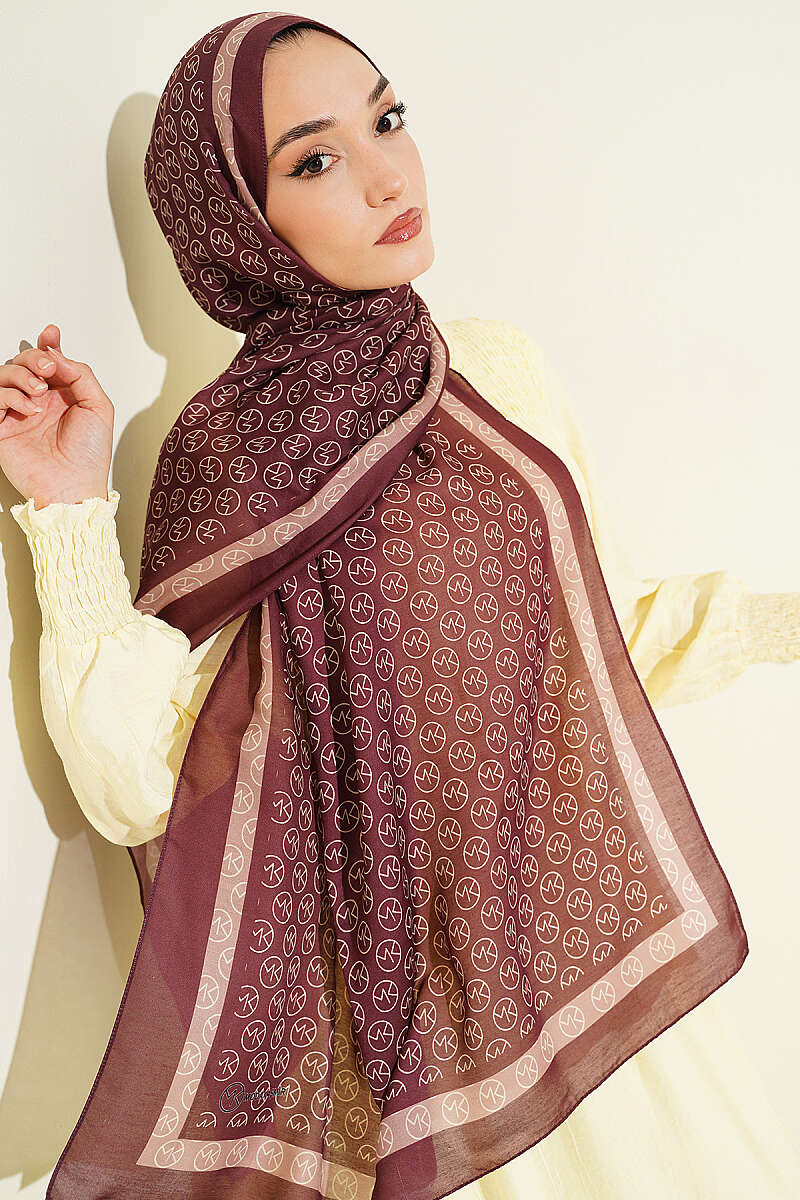 MK Print Modal Shawl - Burgundy 2