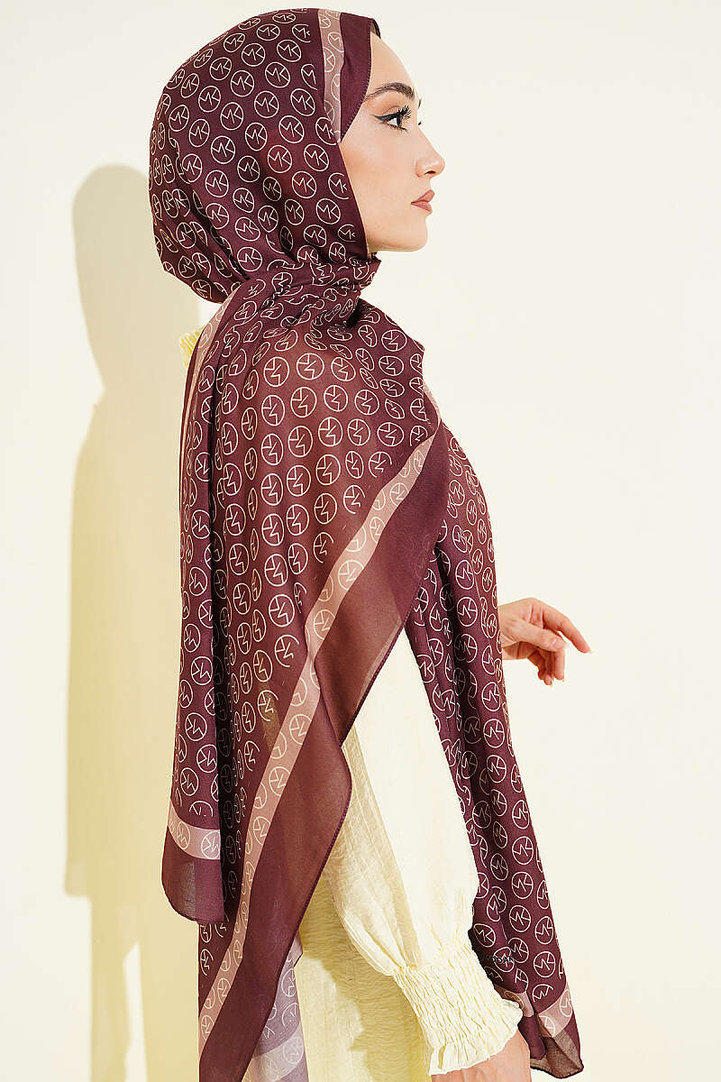 MK Print Modal Shawl - Burgundy 2