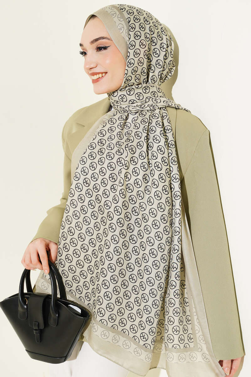 MK Print Modal Shawl - Almond Green