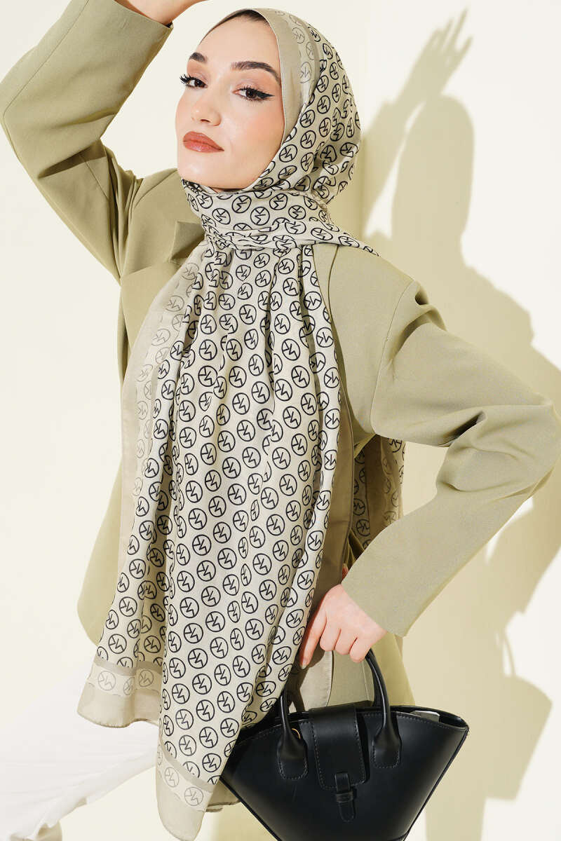 MK Print Modal Shawl - Almond Green