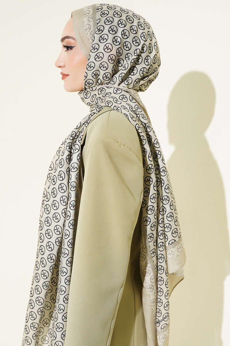 MK Print Modal Shawl - Almond Green